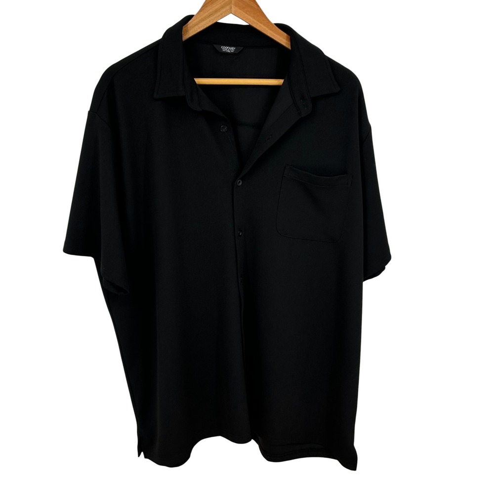 Coofandy Mens Short Sleeve Button Down Shirt Black XXL Casual Summer